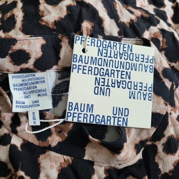 NWT BAUM UND PFERDGARTEN Mei Blouson Sleeve Leopard Print Top Size 40 FR/10 US - Picture 14 of 17